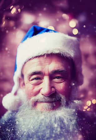 A fictional person, not based on a real person. A fancy old bearded Santa Claus in a winter forest. A winter holiday concept. 3d renderingの素材