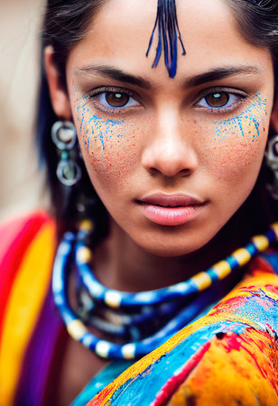 A fictional person, not based on a real person. Abstract portrait of a beautiful fictional indian girl. Fashionable cute woman. Creative beautiful girl. 3d renderingの素材