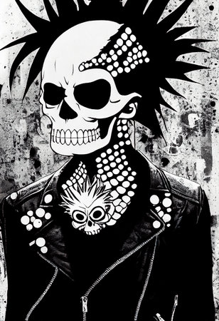 Portrait of a zombie punk. Zombie rock musician. Hipster zombie with punk hair. The concept of a rock musician. 3d renderingの素材