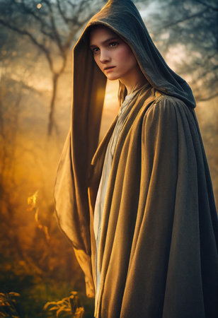 A fictional person, not based on a real person. A beautiful ancient young woman in antique clothing. Pretty mystery girl. 3D renderingの素材