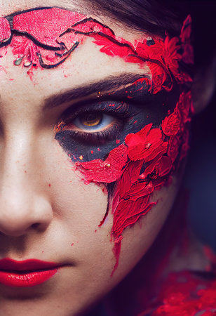 A fictional person, not based on a real person. Mystical beautiful fictional woman with beautiful makeup. Gothic mystery girl. 3D renderingの素材