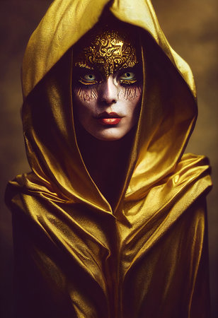 A fictional person, not based on a real person. Mystical beautiful fictional woman with gothic makeup. Gothic mystery girl. 3D renderingの素材