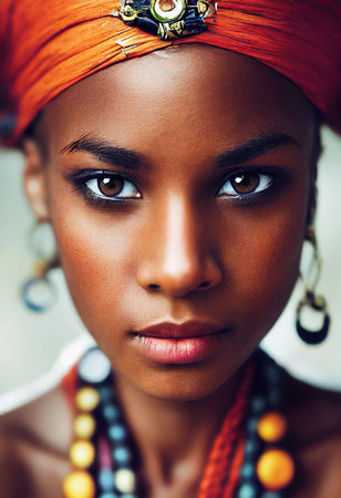 A fictional person, not based on a real person. Abstract portrait of a fantasy ebony girl. Fashionable woman. Creative beautiful girl. 3d renderingの素材