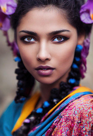 Abstract portrait of a beautiful fictional girl. Fashionable cute woman. Creative beautiful girl. 3d renderingの素材