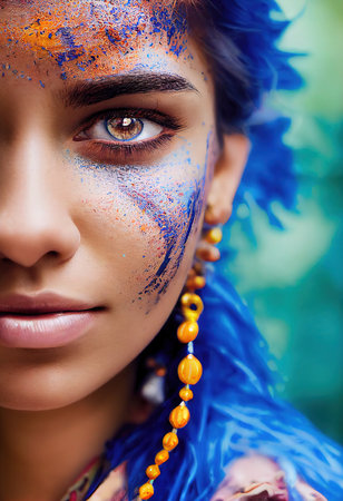 Abstract portrait of a beautiful fictional girl. Fashionable cute woman. Creative beautiful girl. 3d renderingの素材