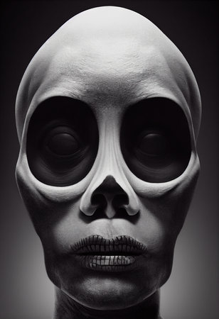 Mystical beautiful fictional woman with beautiful makeup. Gothic mystery girl. 3D renderingの素材