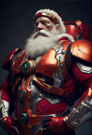 Portrait of Fantastic Warrior. High-tech futuristic man from the future. Generative AI Art.の素材