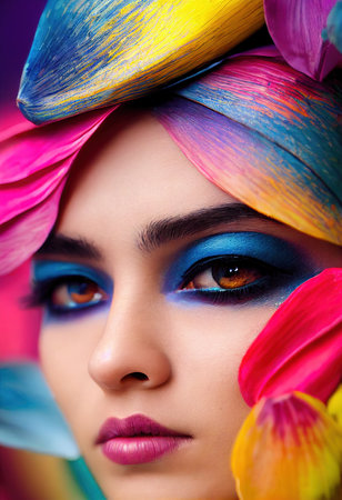 Abstract portrait of a beautiful fictional girl. Fashionable cute woman. Creative beautiful girl. 3d renderingの素材