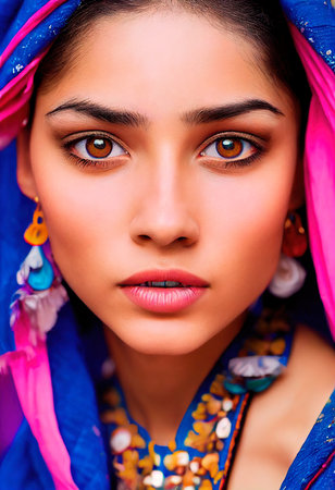 Abstract portrait of a beautiful fictional girl. Fashionable cute woman. Creative beautiful girl. 3d renderingの素材