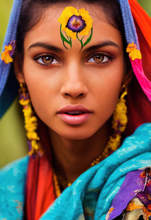 Abstract portrait of a beautiful fictional girl. Fashionable cute woman. Creative beautiful girl. 3d renderingの素材