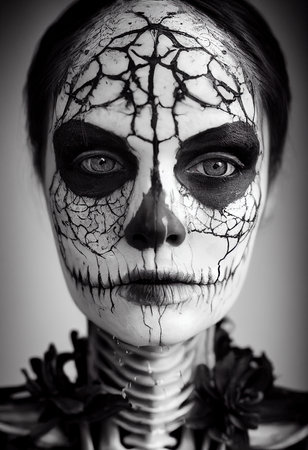 Mystical beautiful fictional woman with beautiful makeup. Gothic mystery girl. 3D renderingの素材