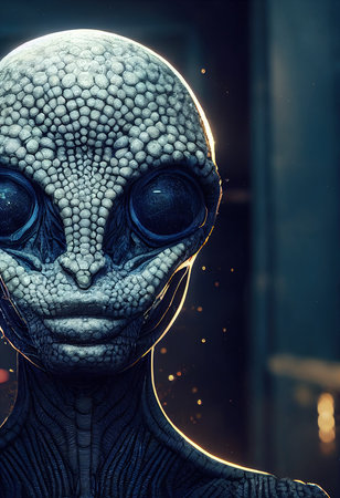 A creepy alien invader from an alien planet. The concept of an alien. 3D renderの素材