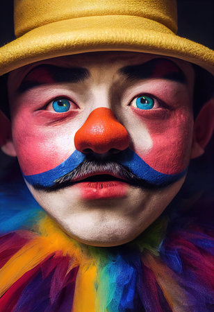 Portrait of a funny jolly clown on an isolated background. 3D renderingの素材