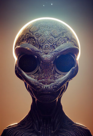 A creepy alien invader from an alien planet. The concept of an alien from an alien planet. 3D renderの素材