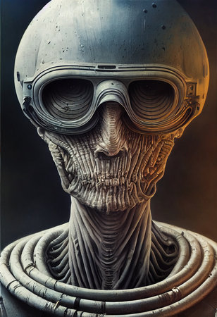 A creepy alien invader from an alien planet. The concept of an alien from an alien planet. 3D renderの素材