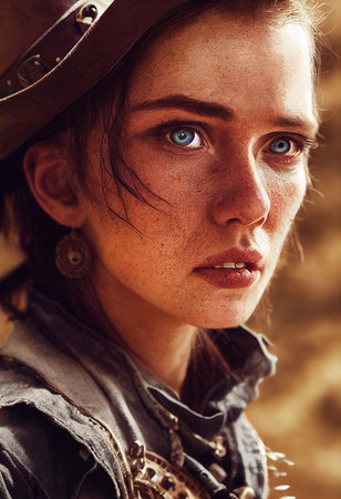 Abstract portrait of a male cowboy. Manly handsome cowboy. 3d renderingの素材