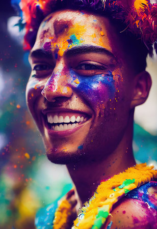 Fantasy fictional beauty, fashionable man with beauty makeup. Creative beautiful girl. 3D renderの素材