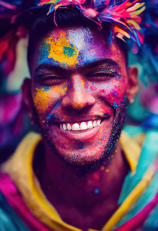 Fantasy fictional beauty, fashionable man with beauty makeup. Creative beautiful girl. 3D renderの素材