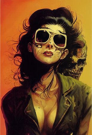 Abstract portrait of a girl. Fashionable painted woman. Creative beautiful girl.の素材