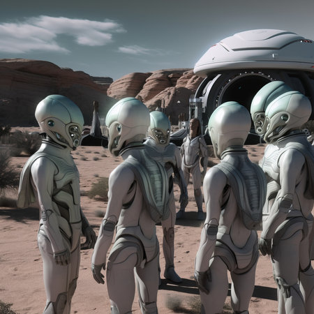 A alien invader from an alien planet. The concept of an alien. Generative AI Art.の素材