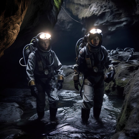 An astronaut exploring an alien planet. A high-tech astronaut from the future. Generative AI Art.の素材