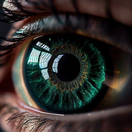 A close-up of the human eye. Close-up of the amazing pupil. Generative AI Art.の素材