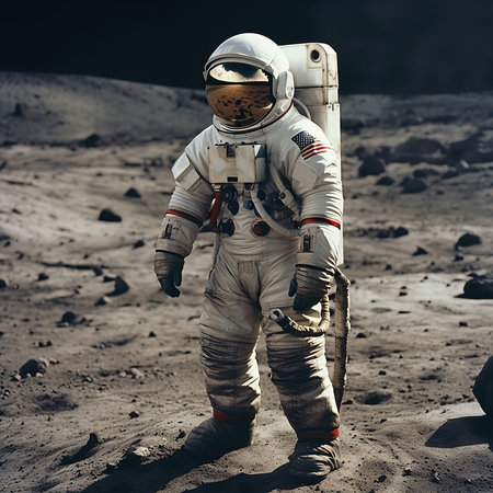 An astronaut exploring an alien planet. A high-tech astronaut from the future. Generative AI Art.の素材