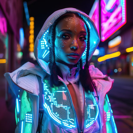 Abstract portrait of a beautiful fashionable girl in fantasy style. Creative beautiful girl. Generative AI Art.の素材