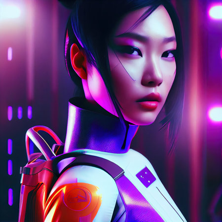 Portrait of an astronaut in a spacesuit. High-tech astronaut from the future. Generative AI Art.の素材