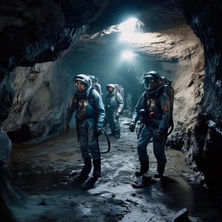 An astronaut exploring an alien planet. A high-tech astronaut from the future. Generative AI Art.の素材