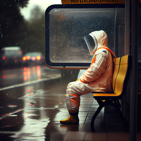 Portrait of an astronaut in a spacesuit. High-tech astronaut from the future. Generative AI Art.の素材