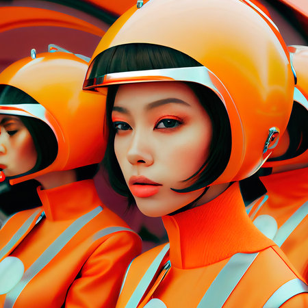 Portrait of an astronaut in a spacesuit. High-tech astronaut from the future. Generative AI Art.の素材