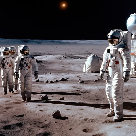 An astronaut exploring an alien planet. A high-tech astronaut from the future. Generative AI Art.の素材