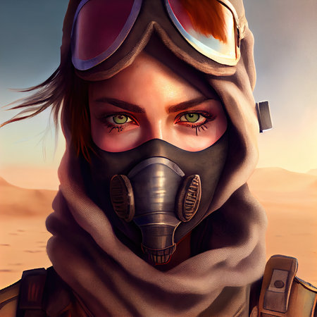 Portrait of a sci-fi cyberpunk girl. High-tech futuristic woman from the future. Generative AI Art.の素材