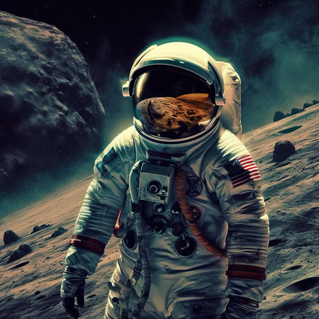 An astronaut exploring an alien planet. A high-tech astronaut from the future. Generative AI Art.の素材