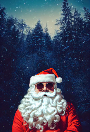 A quirky old bearded Santa Claus. A winter holiday concept. Generative AI Art.の素材