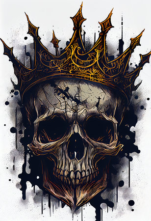 A horrible ancient skeleton king. The concept of a dead king. Generative AI Art.の素材