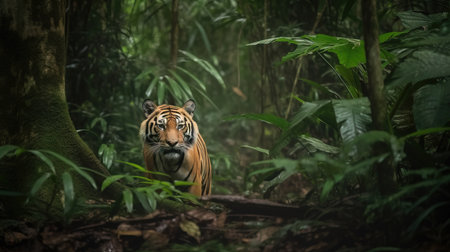 a tiger in the woods. Generative AI Art.の素材