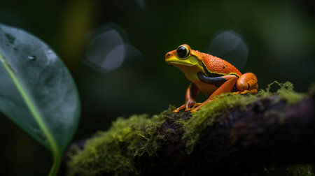 a frog on a rock. Generative AI Art.の素材