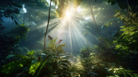 a forest with trees and plants. Generative AI Art.の素材