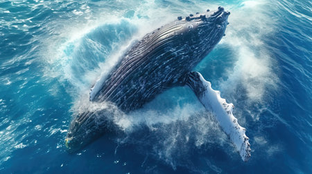 a whale in the water. Generative AI Art.の素材
