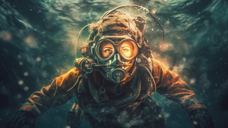 a person in a diving suit. Generative AI Art.の素材