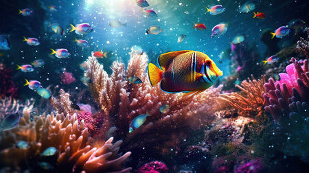 a fish swimming in the water. Generative AI Art.の素材