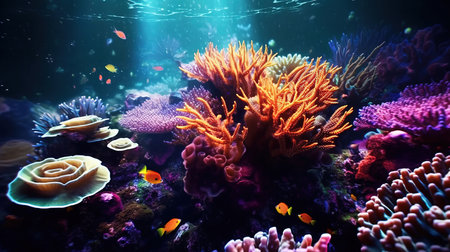 a group of fish swimming in a tank.の素材