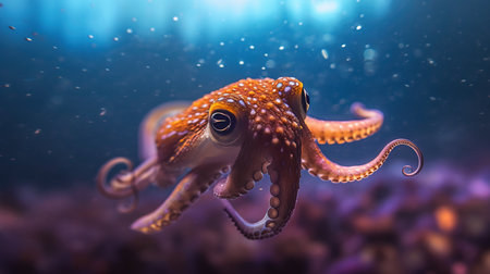 an octopus swimming in water.の素材
