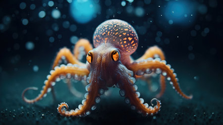 an octopus with orange and yellow spots.の素材
