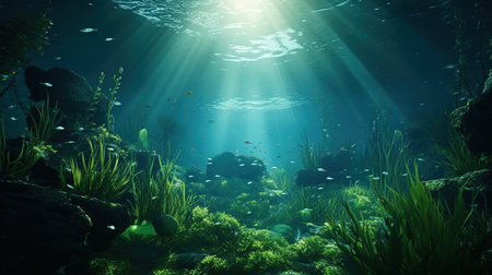 a underwater scene with fish and plants.の素材