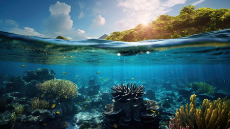 a coral reef under water.の素材