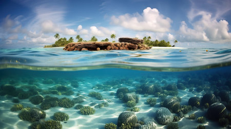 a coral reef in the ocean.の素材