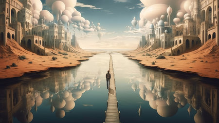 a man standing in a desert.の素材